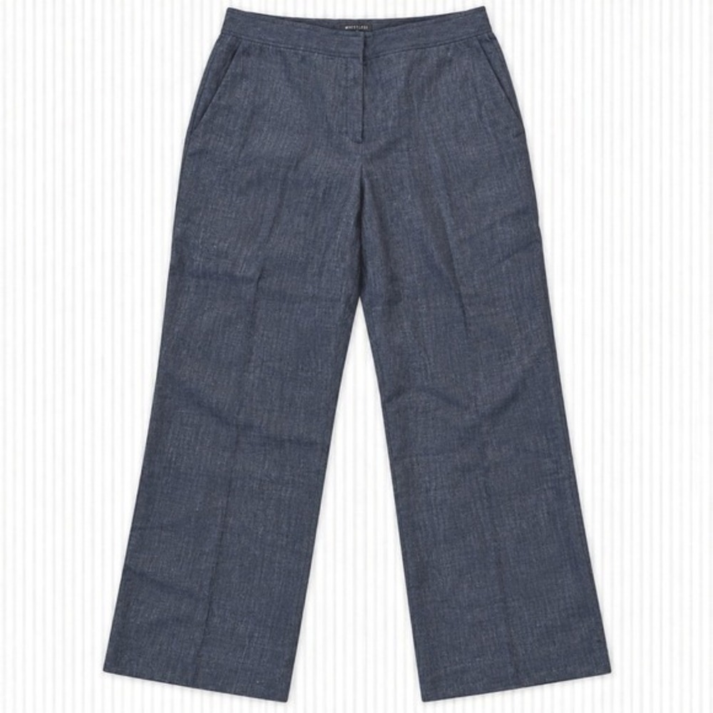 Lafayette 148 New York Pants Size 20 Navy Linen Wide Leg Trousers Preppy Luxury